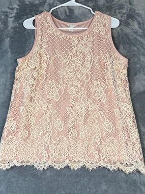Est 1946 Pink Lace Tank Top Sleeveless Romantic Feminine L